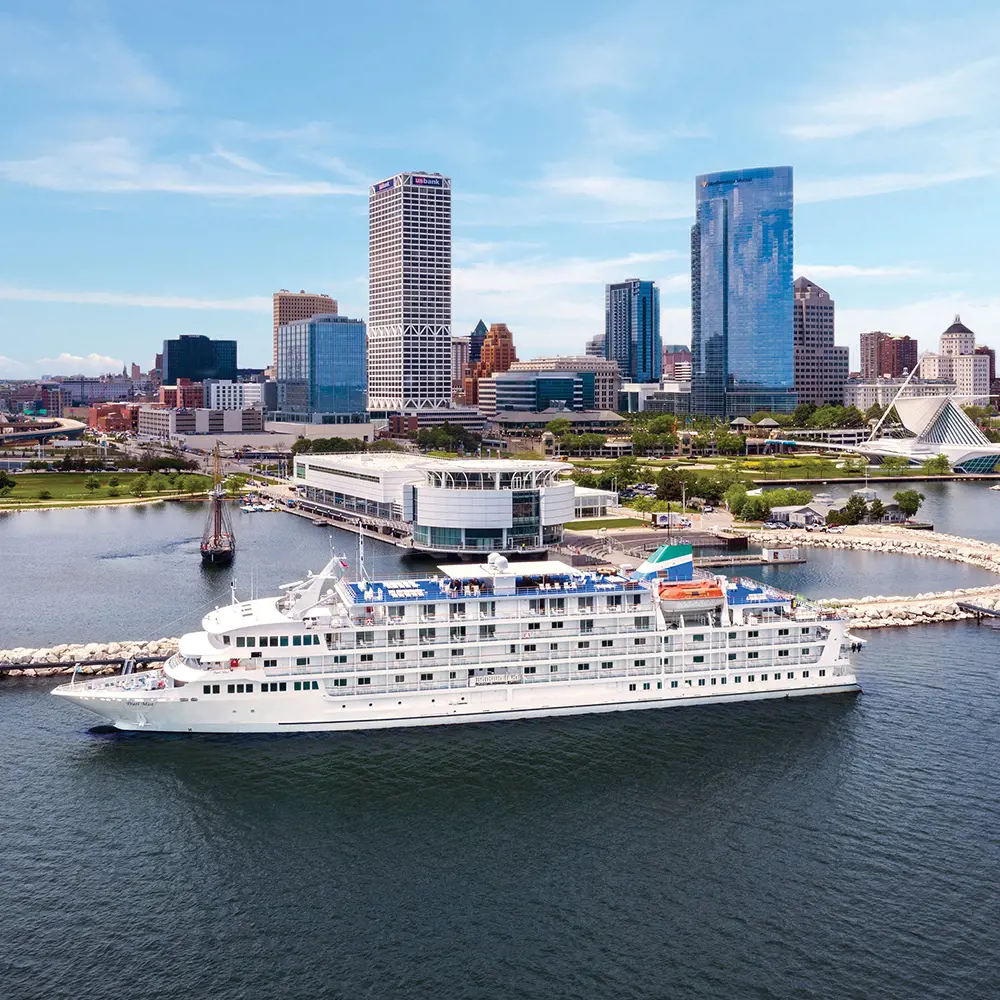 Pearl Mist docked in Lake Michigan of Milwaukee in May 2023