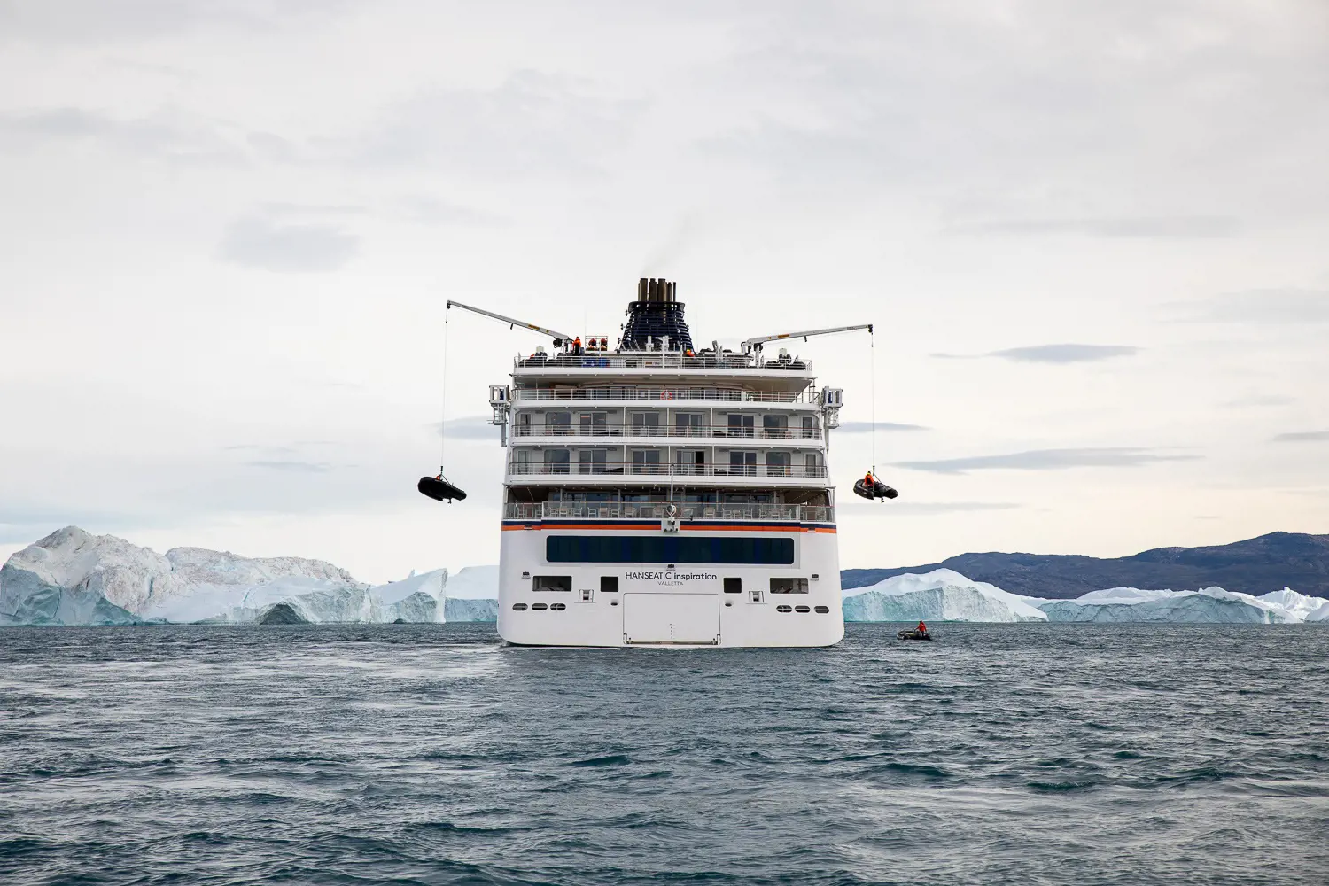 Hanseatic Inspiration sailing through the west coast of Greenland to the Canadian Arctic