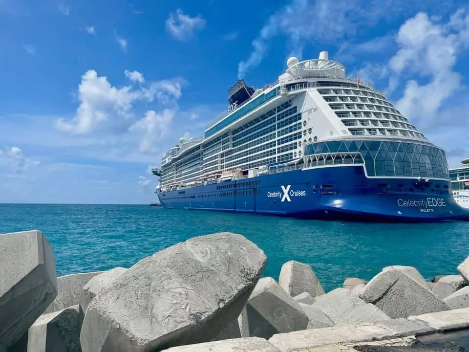 Celebrity Edge docked at Port of St. Maarten in October 2021.