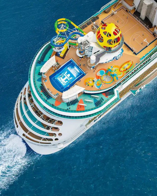 Top view of a Royal Caribbean ship in Independence of the Seas