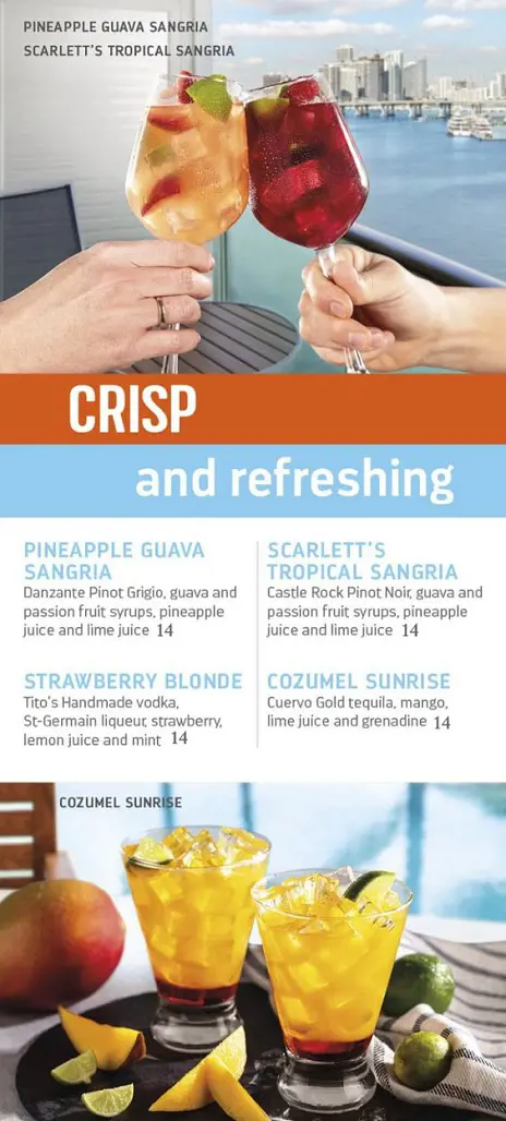 Crisp and Refreshing bar menu.