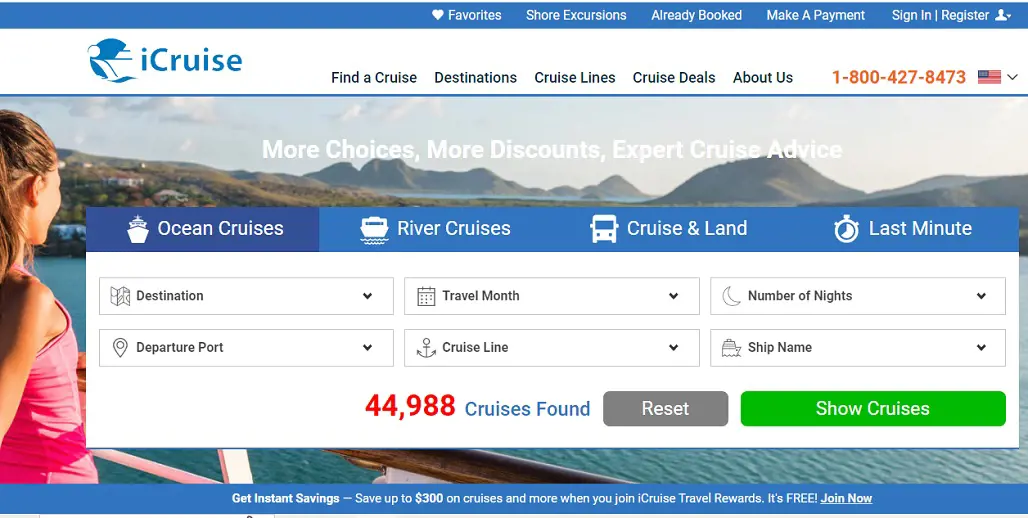 iCruise is considered best for last minute deals.