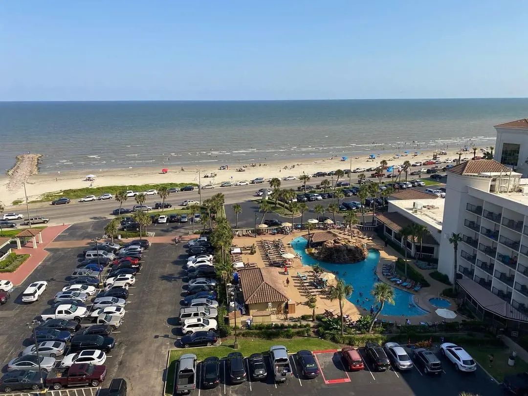 Hilton Galveston Island Resort parking facility costs $15 per day.